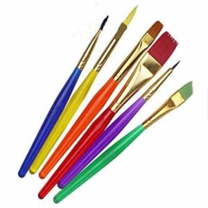 Synthetic Flat Brush Set of 6Pcs – Plastic Handle Neon Colours